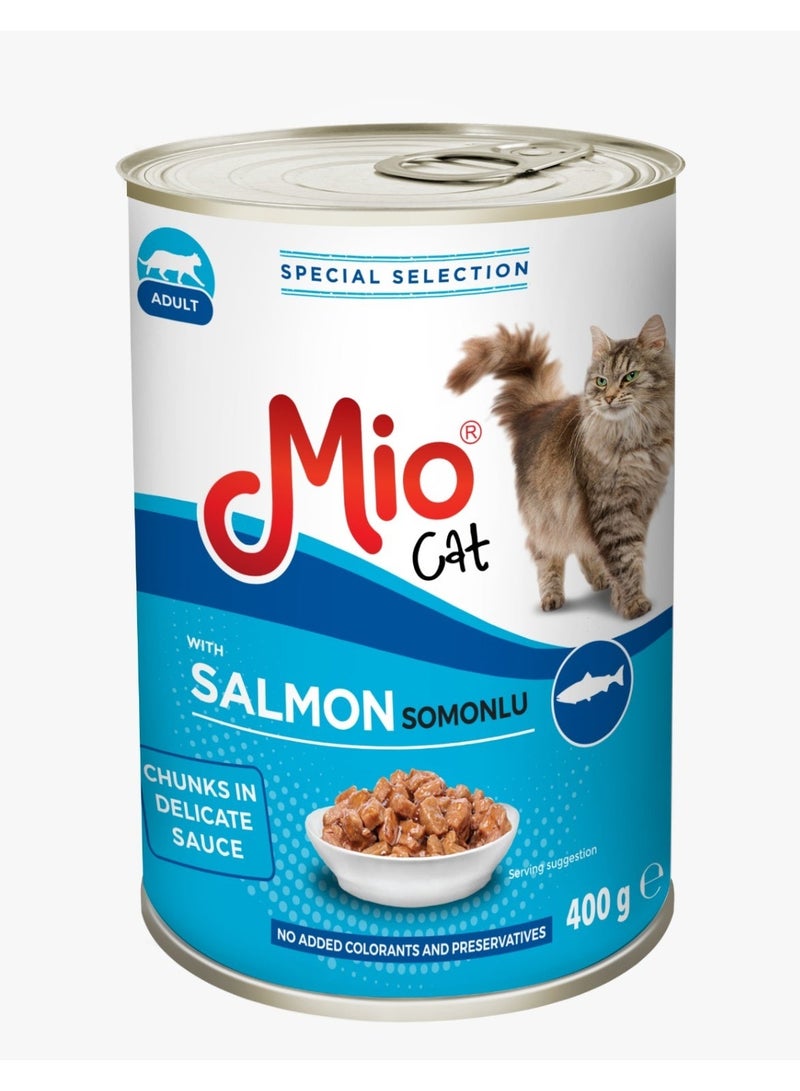 Mio Cat Adult Wet Food Chunks in Gravy with Salmon - 400g Can - Image 1